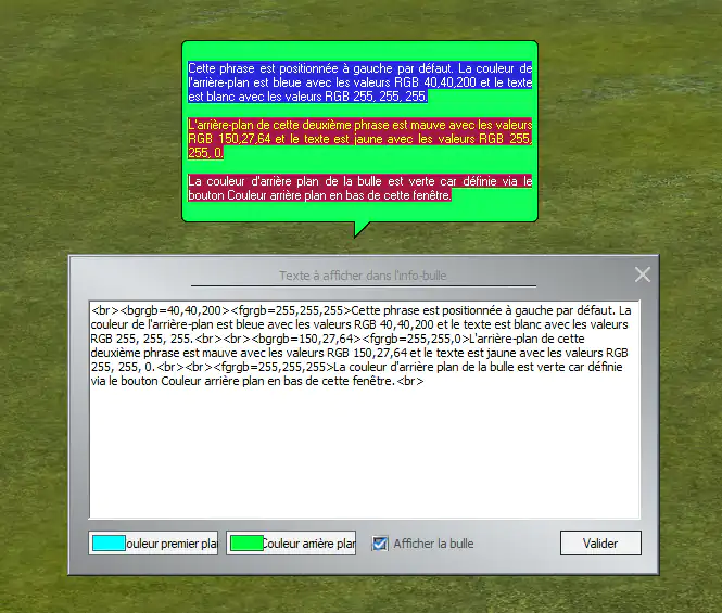 Image info-bulle texte en couleur 3D dans EEP